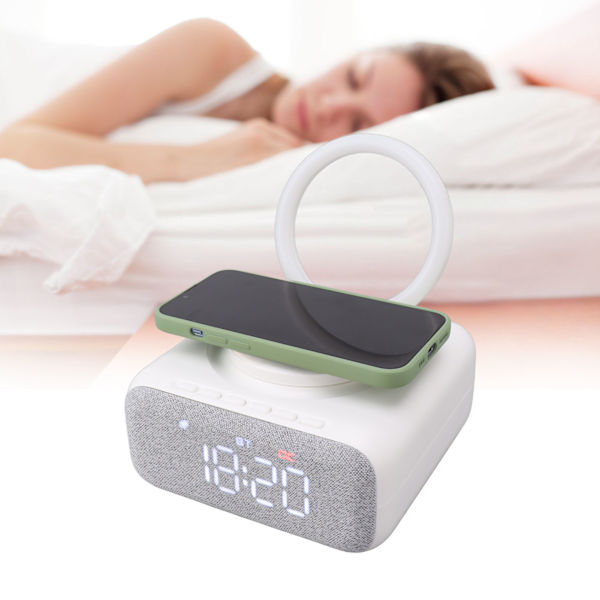 Bluetooth-högtalare väckarklocka USB Bluetooth-högtalare med digital väckarklocka trådlös laddare FM-klockradio sänglampa
