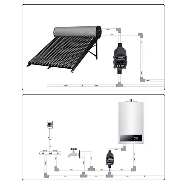 Boosterpump Automatisk Vattentryck Duschböjning Recirkulerande Väggmonterad 24VDC 100‑240V EU-kontakt