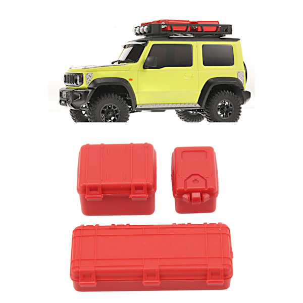 3 st RC-bilsimulering Resväska Fodral Stor Medel Liten RC Crawler Resväska Dekoration för 1/18 1/24 Röd