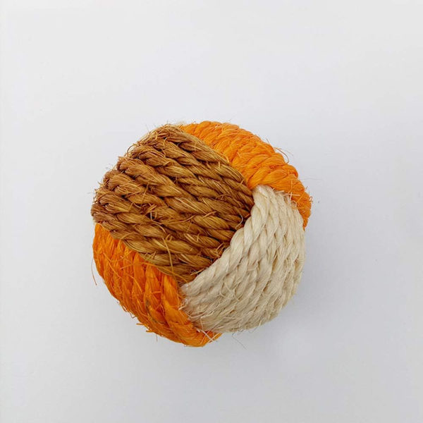 2 st hållbara sisal tre färger vävda boll katt kattleksak interaktiv lek teaser husdjur tillbehör 6CM slumpmässig färg