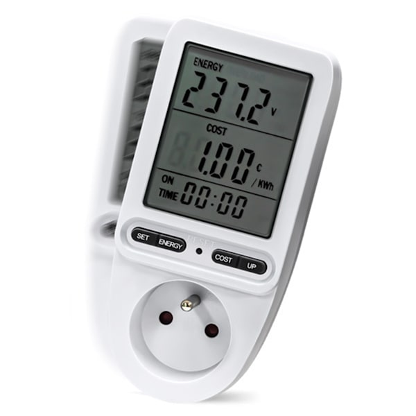 Smart Eluttag med Digital Display Strömmätare Hushålls Intelligent Övervakning Uttag FR-kontakt 230V