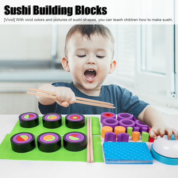 Sushi Byggklossar Trä Lekhus Leksaker Pedagogiska Tillbehör för Över 3 År ZM Sushi Master Spel