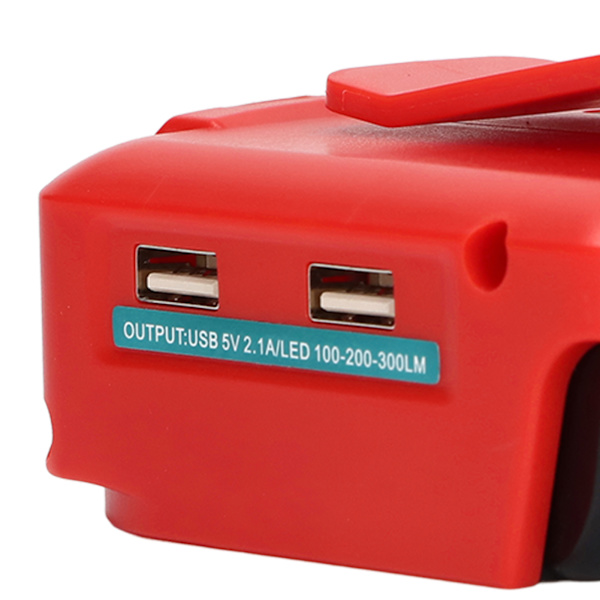 Lithium Batteri USB Adapter Konverter med LED Arbetslampa Bältesklämma för 14.4‑20V ADP05 12VDC Typ B