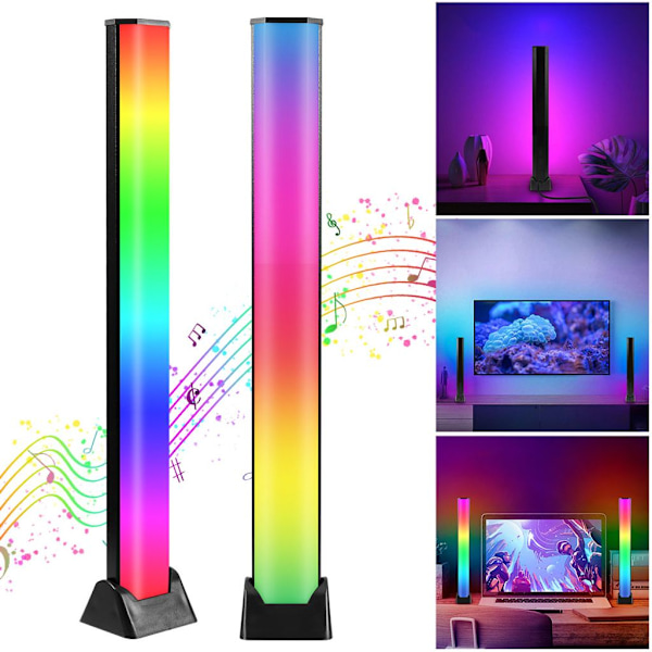 2-pack LED RGB-ljuslist med musiksynkronisering, rytmljus, atmosfärsljus, spellampa, TV-bakgrundsbelysning