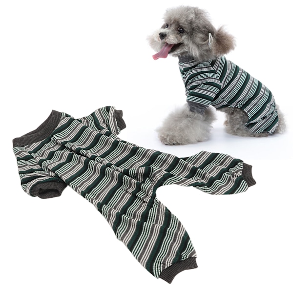 Randiga hundpyjamas mjuka elastiska vår-sommar onesie valppjamas för fotograferingar fester grön XS