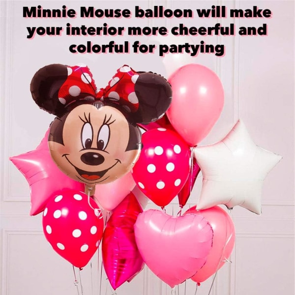 Minnie Mouse-temafestballonger - Minnie Mouse födelsedagsfestballonguppsättning dekoration
