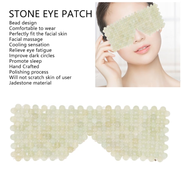 Jadestone Ögonbindel för att Lindra Ögontrötthet, Minska Ödem, Slät Yta, Ögonmassage, Sovmask, Ljusgrön