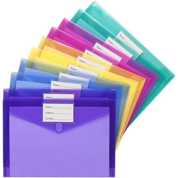 10-pack plastfickor polykuvert, transparenta dokumentmappar