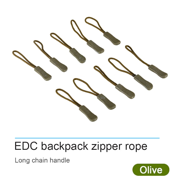 10x Dragkedjor Dragkedja Rep Dragkedja Ändar Lås Zip Clip Spänne För Väska EDC Armégrön
