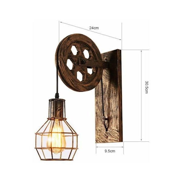 Vägglampa Vintage Industriell Brons vägglampa 15x19cm