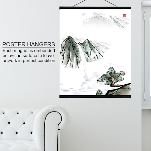 Lösning för konstverksvisning, Ljus trä Magnetisk affischhängare Ram för väggkartor Tryck Canvas Konstverksvisning