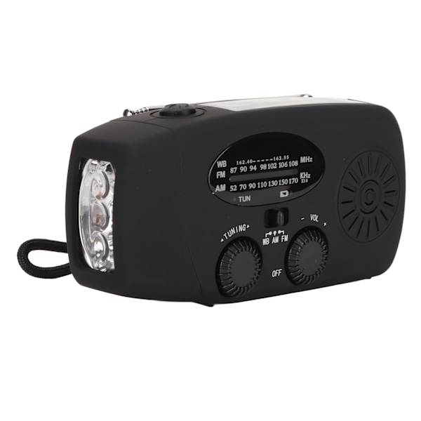 XSY088L Portabel NOAA/AM/FM Radio Vattentät Portabel Solcellsdriven Vevradio med 2000mAh Laddare för Utomhusbruk Svart