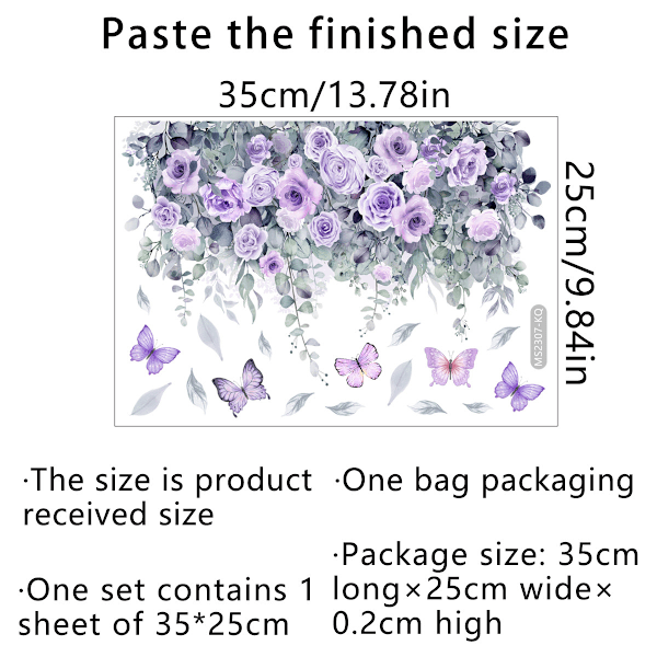 Utsökta Toalettdekaler med Blommor, Lila Växt-, Ros- och Fjärilsmotiv Förhöjer Din Badrumsinredning, Självhäftande PVC-material Ger Enkel Applicering