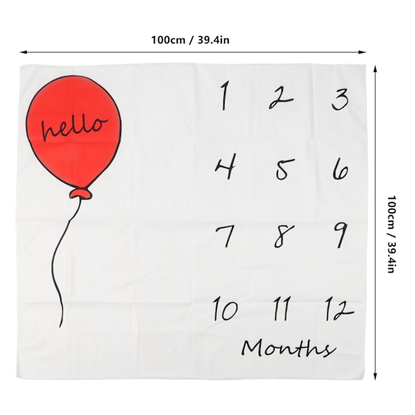Baby Månadsvis Milstolpe Filt Tid Ballong Mönster Mjuk Fotobakgrund Baby Tillväxtdiagram Filt för Spädbarn