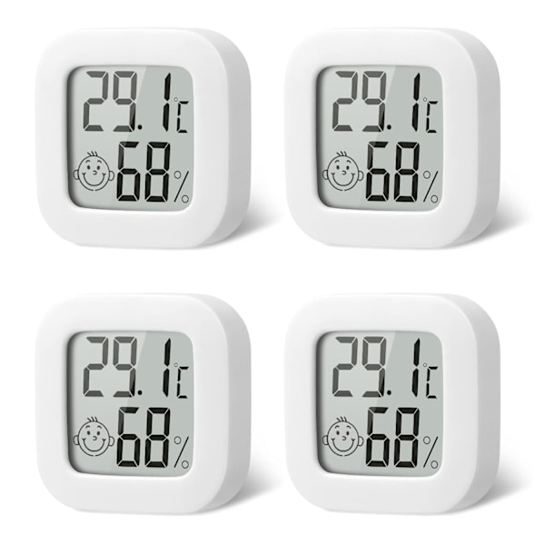 4-pack inomhus termometer mini termometer hygrometer hög precision temperatur hygrometer monitor med bekväm luftikon för kök barnrum