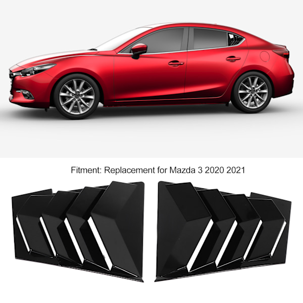 2 st/set Bilsida Fönsterluckor Blanka Svarta Ersättning för Mazda 3 2020 2021