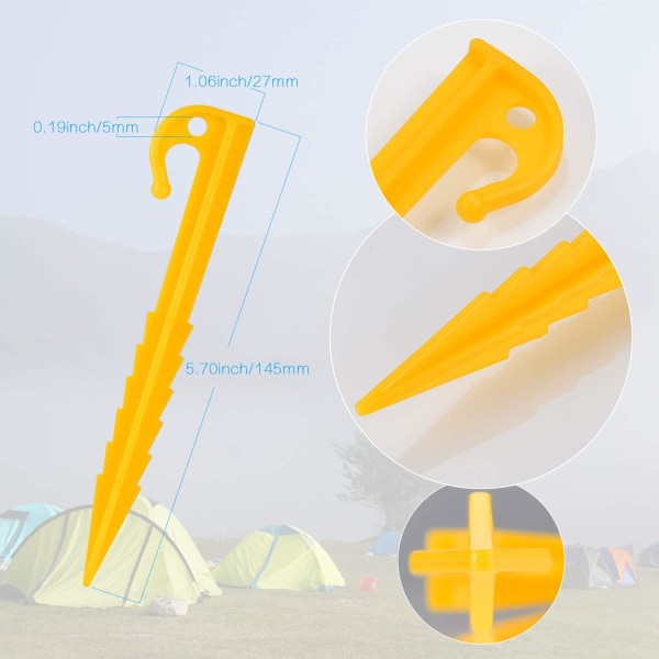 30 st plasttältpinnar, spiralformade tältpinnar, markpinnar för trädgårdstält, robusta och hållbara, för campingtillbehör, campingmarkiser, husvagnsmarkiser