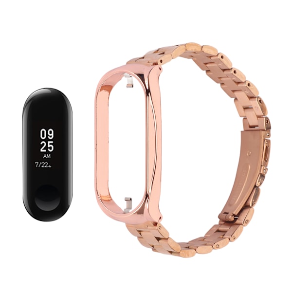 Smartwatch-armband i rostfritt stål, robust, justerbart, skyddande ersättningsarmband för Mi 7 NFC, roséguld