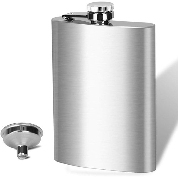 Läckagesäker Flaska, 24 cl Robust Portabel Pluntflaska, Giftfritt Livsmedelsklassat Rostfritt Stål, Inkluderar Tratt För Enkel Påfyllning, Perfekt För Utomhusbruk
