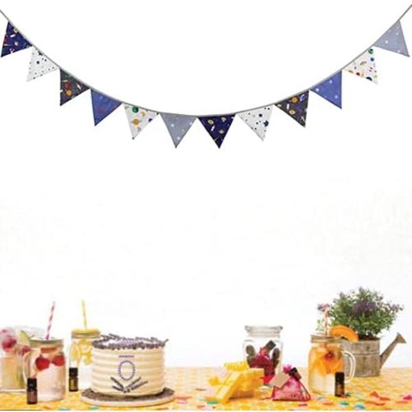Flerfärgade vintage blommiga triangelflaggor tygbanderoll vimplar för bröllop, födelsedagsfest, utomhus- och heminredning