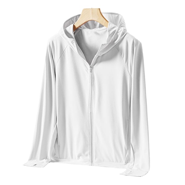 Dam solskyddsjacka Snabbtorkande vävning Hantverk Ventilera Dam solskydd Hoodie för utomhuslöpning Vandring Vit XL