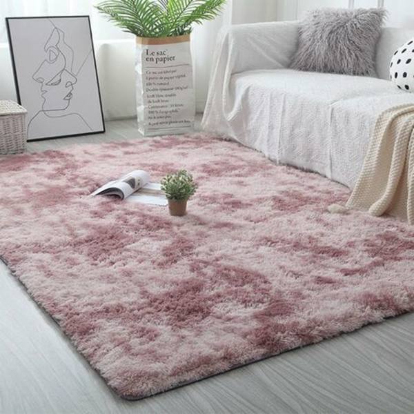 Långhårig vardagsrumsmatta, fluffig halkfri matta med lång lugg, mjuk och bekväm stor tvättbar barngolvsmatta för sovrum, vardagsrum,