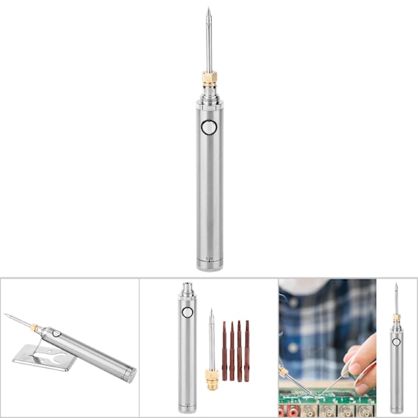 Mini USB Lödkolv Kit 5V Anti-Oxidation Bärbar Laddningsbar Lödpenna (Silver)