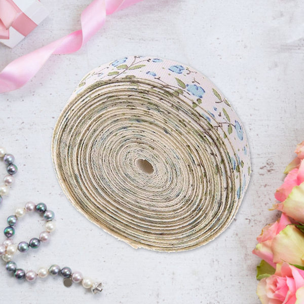 Tryckt litet blommigt band DIY handgjorda håraccessoarer bågmaterial (himmelsblå)