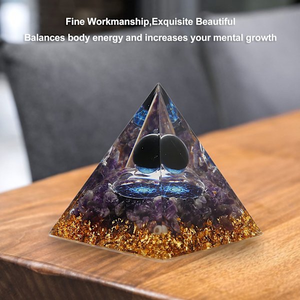 Kristallpyramid Exquisit Vacker Pyramid Power Stone Prydnad för Skrivbord Vardagsrum Sovrum Kontor Dekoration