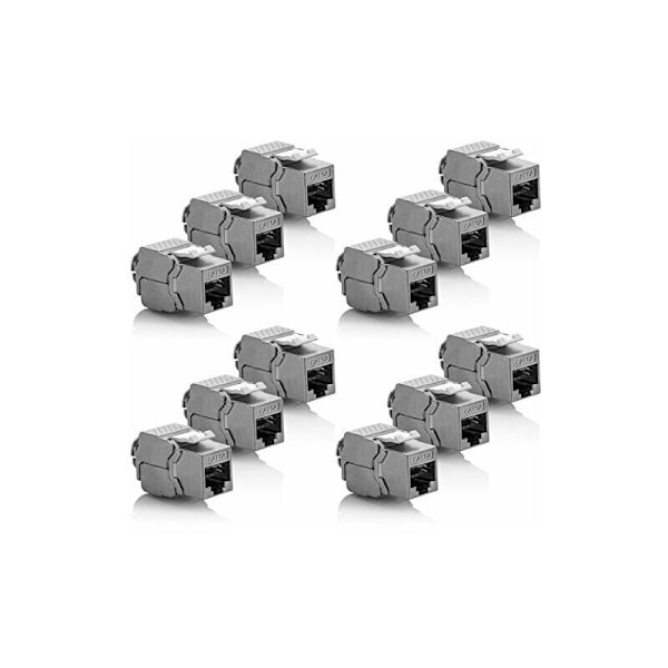 12x Modul Keystone CAT 6a Jack - Skärmad STP RJ45-kontakt Installation Snap-In Montering Okapatenterad CAT 500Mhz 10GBit/s
