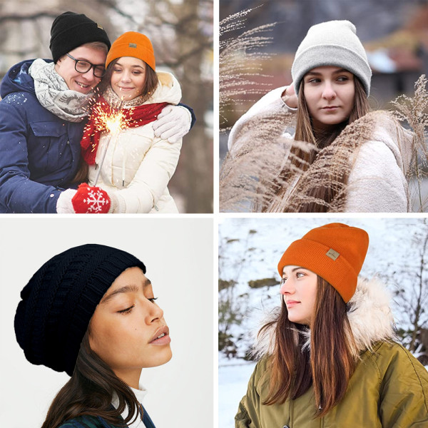 Utomhus höst och vinter randig pullover hatt par varma