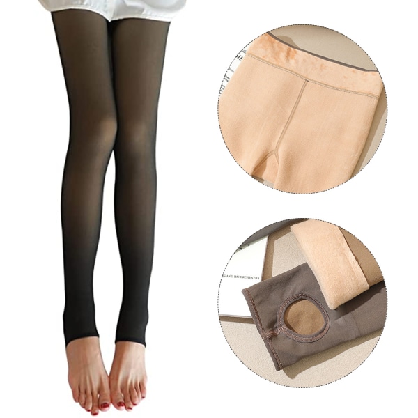 Winter Thermal High Waist Opaque Tights För Dam Fleecefodrade