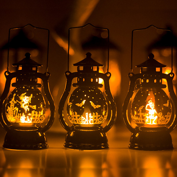 3 st Halloween Dekorationslykta Retro Lampa LED Ljus Kreativ Bar Festival Layout