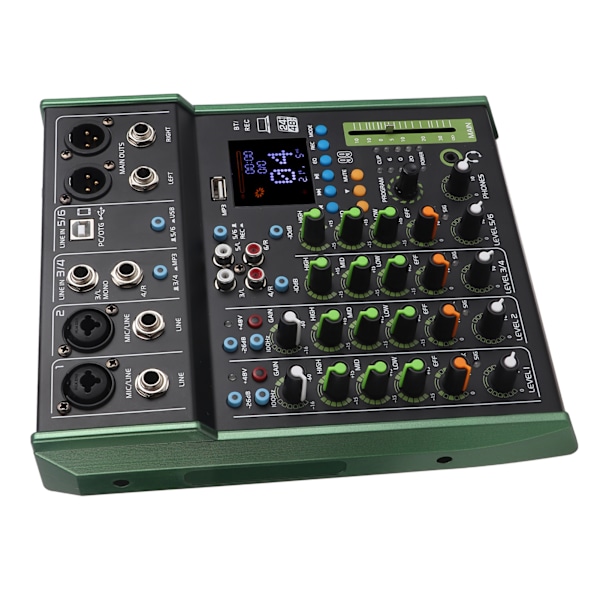 Digital Mixer Metall 6-kanals Ljudmixer med Inbyggd Bluetooth-modul för Små Klubbar Barer 100 till 240V EU-kontakt