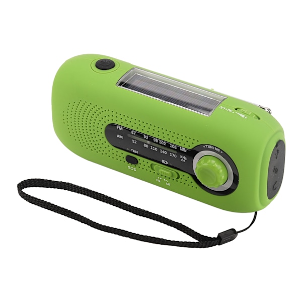 Nödladdningsbar Väderradio med Vev, Multifunktionell Nödladdningsradio med Portabel Överlevnads-Powerbank, Soldriven Nödradiio för Inomhusbruk
