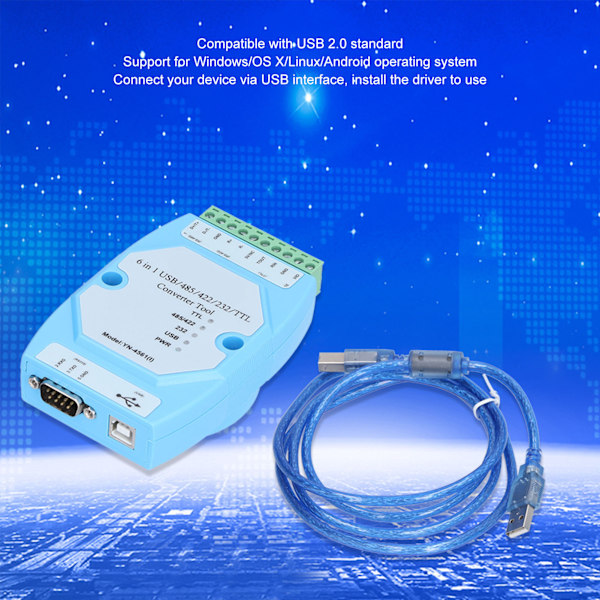 Isolerat seriellt portmodul 6‑i‑1 FT232 USB / 485/422/232 / TTL-omvandlare YN4561I