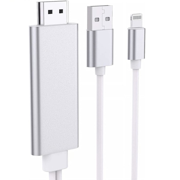 Plug and Play Skärmspegling Mobiltelefon Adapter, Micro USB Type C till 1080P Högupplöst Display för TV-skärmanslutning (2m, Silver)
