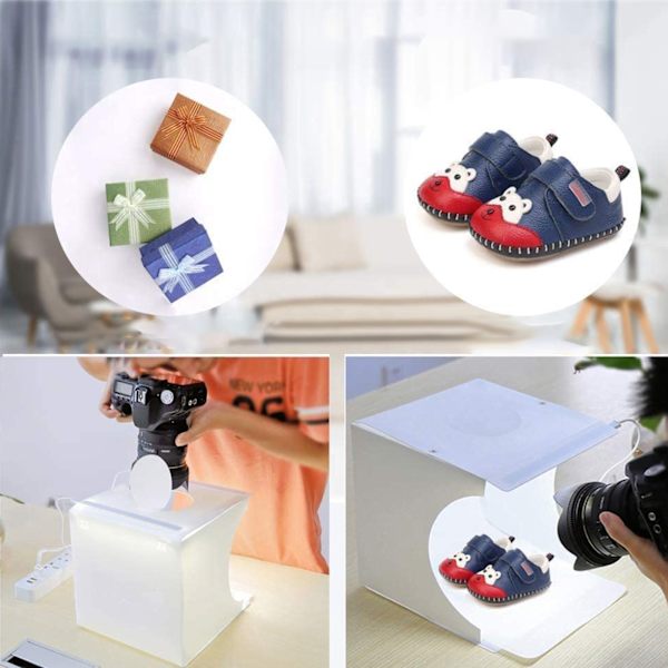 Fotostudio Ljuslåda Bakgrundsduk Stativ Bärbar Fällbar Mini Fotostudio Kit