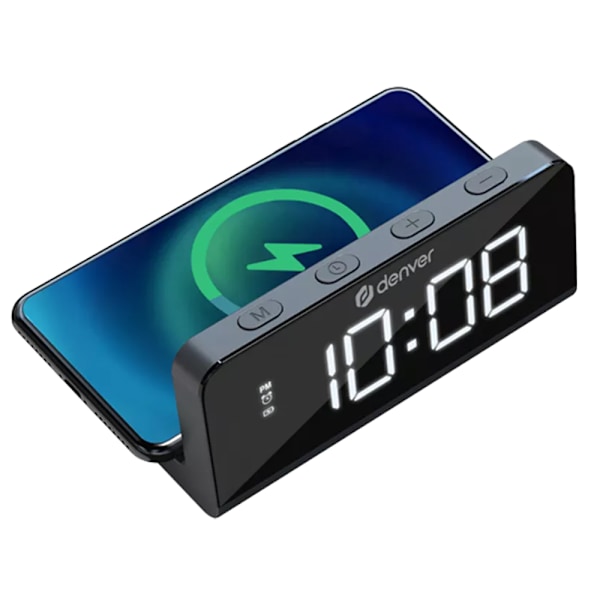 Denver väckarklocka ECQ-103MK2 med trådlös laddning och LED-dis