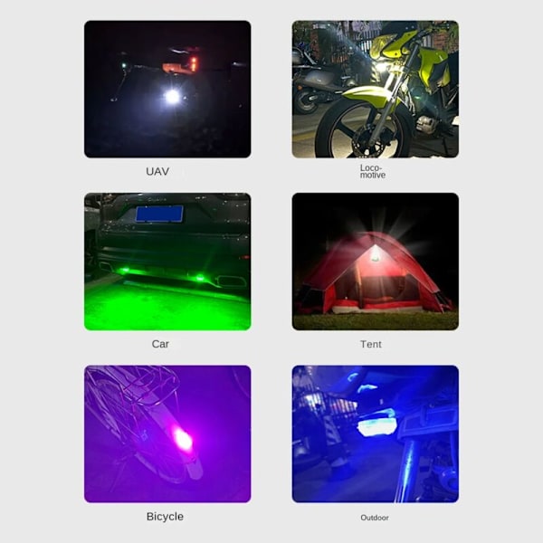 4-pack trådlösa LED-strobeljus med hög ljusstyrka, 7 färger USB-laddningsbara blinkande lampor, ridning nattsignal
