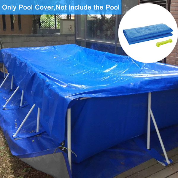 Pool Presenning Rektangulär 300x201x66cm, Poolskydd Presenning Vattentät Dammtät Skydd för Pool, Blå
