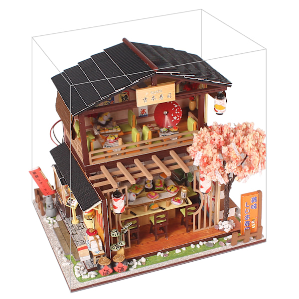 DIY Sushi Shop Modell Trä Kreativitet Japansk LED Montering Form Leksaker för Tonåringar Vuxna