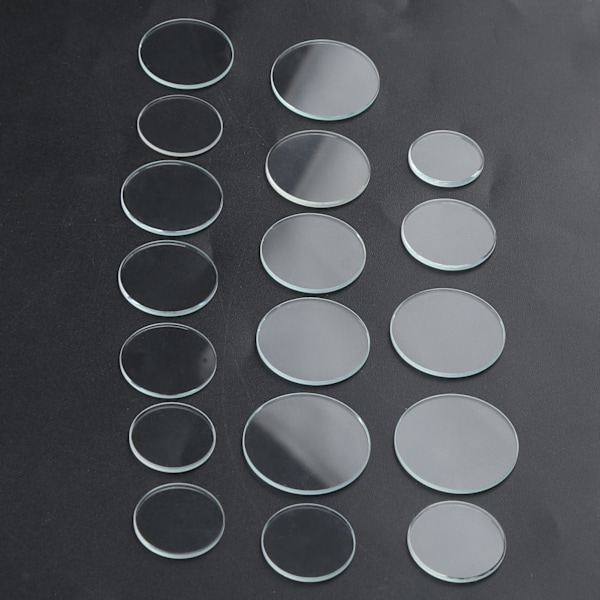 18 st klockglas platt kristall transparent lins set för klockor tillbehör 16-24,5 mm