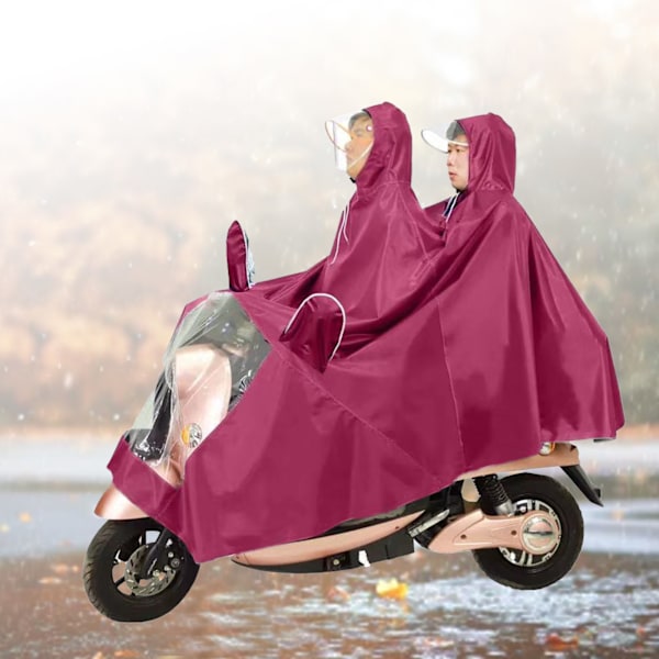 Motorcykelponcho Oxfordtyg Regnskydd Cykling Ridning Regnjacka Regnkläder med Hatt för Utomhus Jujube Röd