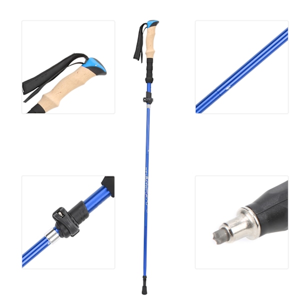 2-pack hopfällbara vandringsstavar set utomhus promenader klättring alpenstocks hopfällbar aluminiumlegering blå