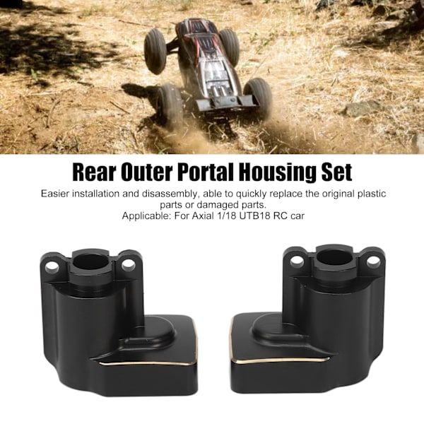 2PCS Bakre Portal Drivaxel Montering 1/18 RC Modellbil Bakre Mässingskåpa RC Tillbehör för Axial UTB18 Svart