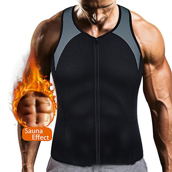 Män Sauna Sweat Vest Tank Top Shirt för Fitness Viktminskning Midjetränare Träningströja