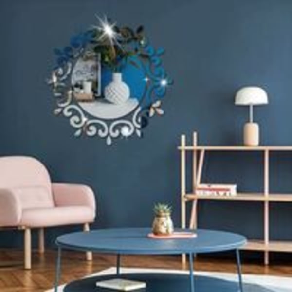 Retro Rund Cirkel Väggspegel DIY Heminredning Sovrum Vardagsrumsdekoration
