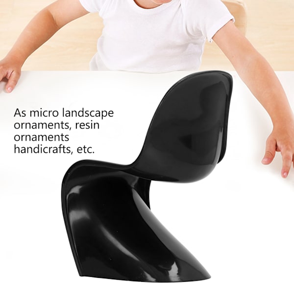 2 st miniatyrstol 1/6 skala casual söt stil DIY liten plastmaterial 14x9x8cm dockhusleksaker för prydnader svart