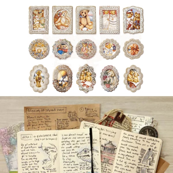 45 st Spetsdekaler Retro Minnesstil Dekorativ Klistermärke för Scrapbooking Album Dekoration Typ 2